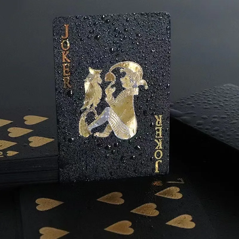Wholesale Black Gold Playing Cards Durable Waterproof Gold Foil High-Grade Playing Cards for Party PVC Playing Cards