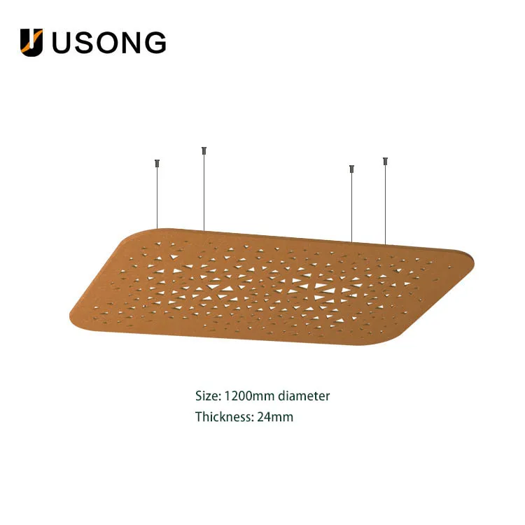 USONG 2024 Best selling False Ceiling Music Hall Office Karaoke Restaurant Interior Decoration Concise PET Acoustic Ceiling