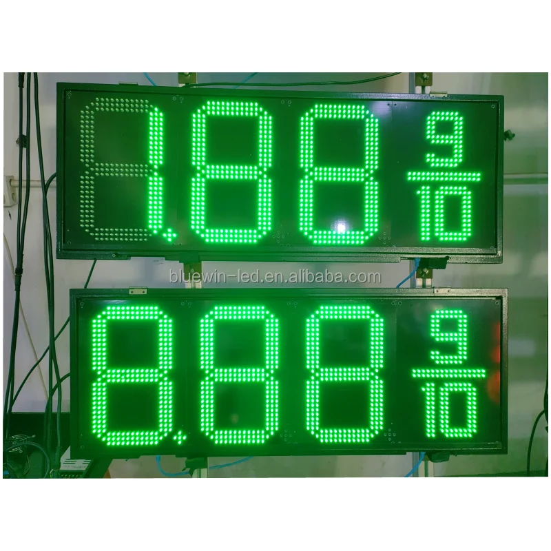 18inch 8.889/10 outdoor led display green gas station price sign boards