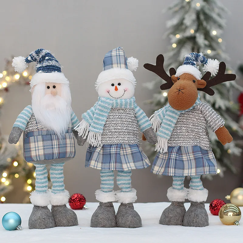 New Christmas decorations Telescopic Doll Sitting snowman holiday house table Decor cute doll kids toy ornaments Christmas Doll