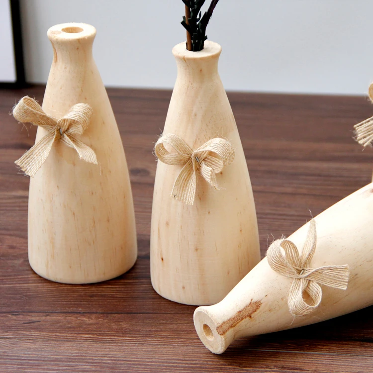 Creative handmade Nordic pastoral wooden vases home decoration simple modern desktop flower