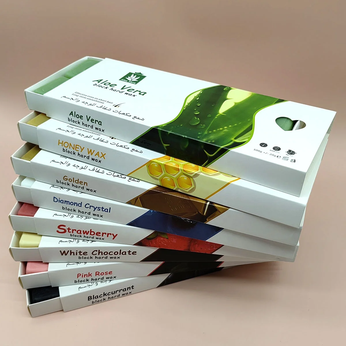 Doll Wax 500g paper free hair removal square Body Hair Removal Hard honey white chocolate rose black aloe strawberry Wax Block