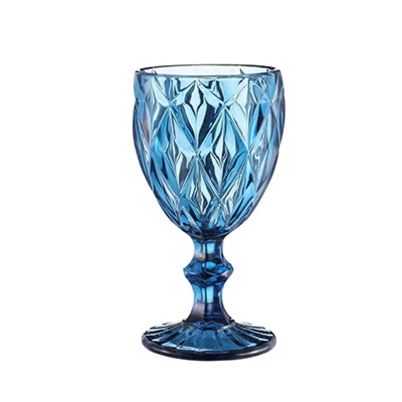 3 patterns + 2 size options Wholesale high quality Different Embossed Pattern Glass Goblet Glass Goblet wine glass cup