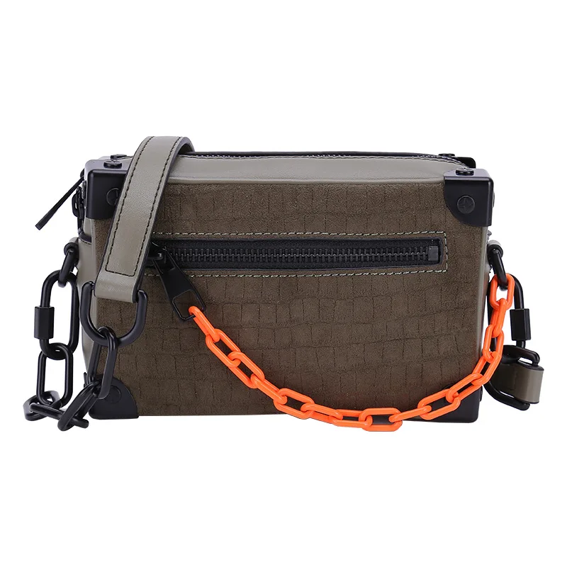 High Fashion PU Leather With Crocodile Pattern Mini Square Crossbody Bag With Double Strap