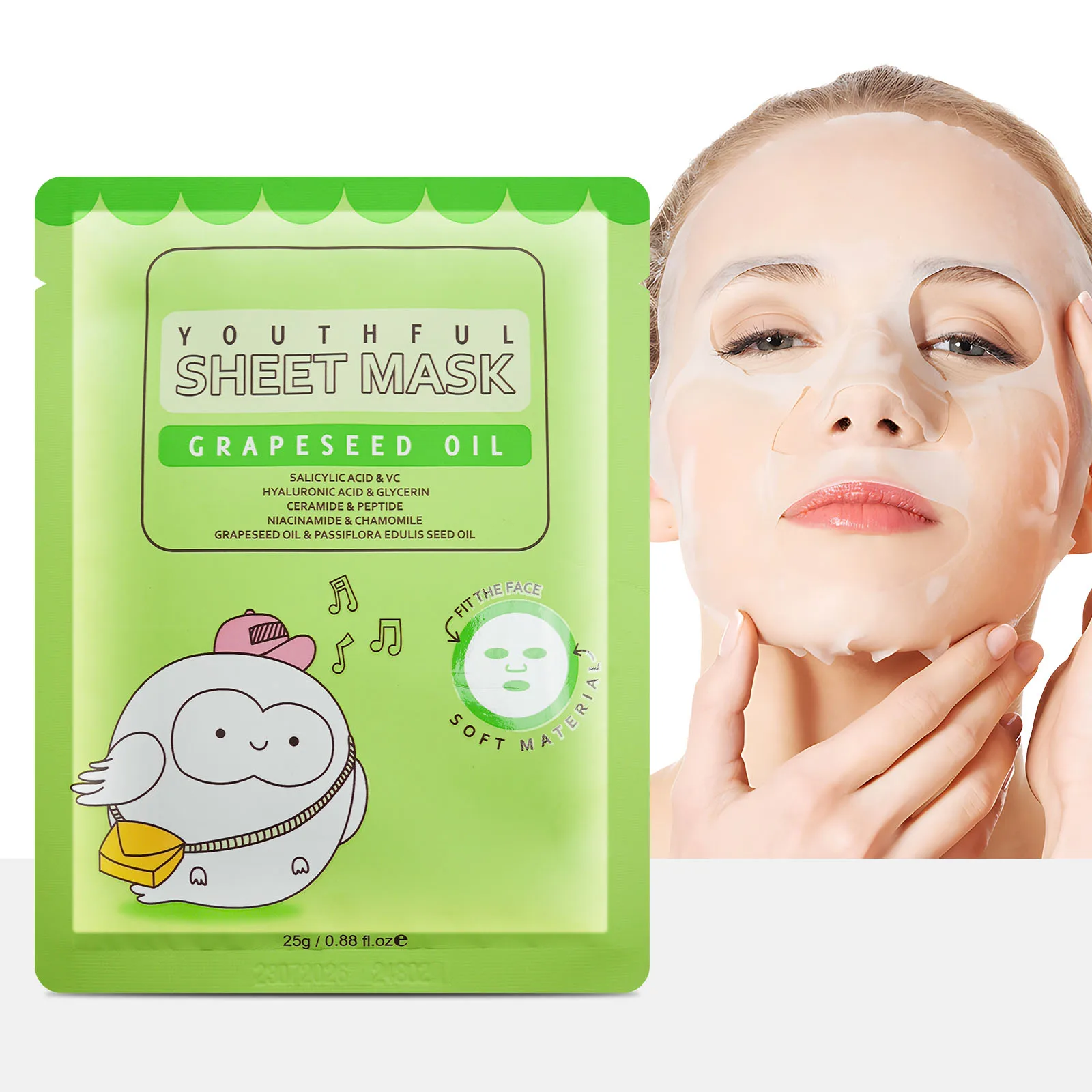 Halal cosmetic whitening face mask moisturizing anti aging Grape seed oil and passion flower seed oil face mask sheet 25g