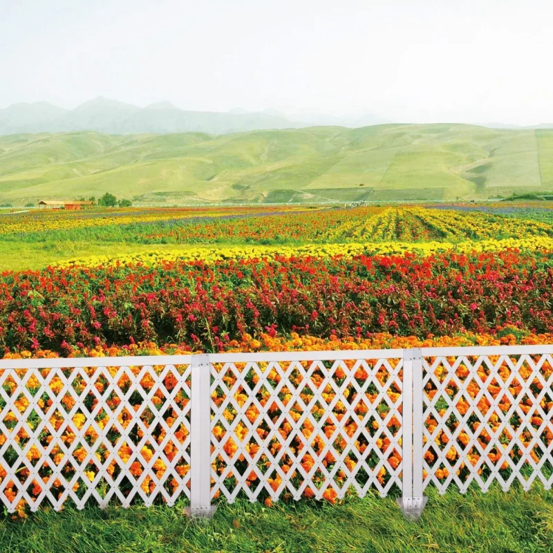 stretch faux wood Eco-friendly vinyl plastic PVC picket fence white foldable lattice fence for garden backyard outdoor garden