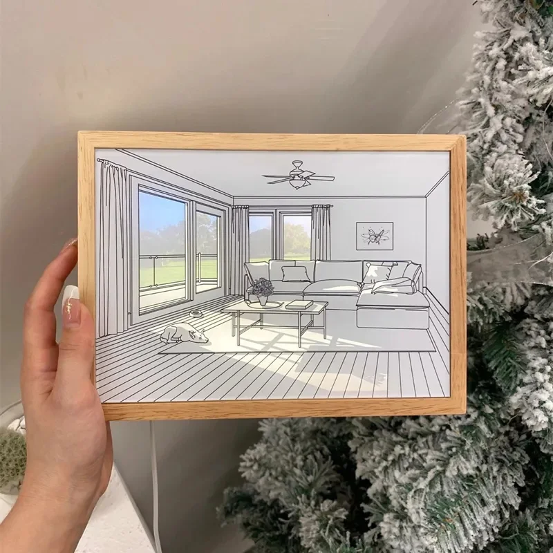 Usb Luminous Painting Living Room Bedroom Creative Three Color Dimming Led Decorative Painting Night Light