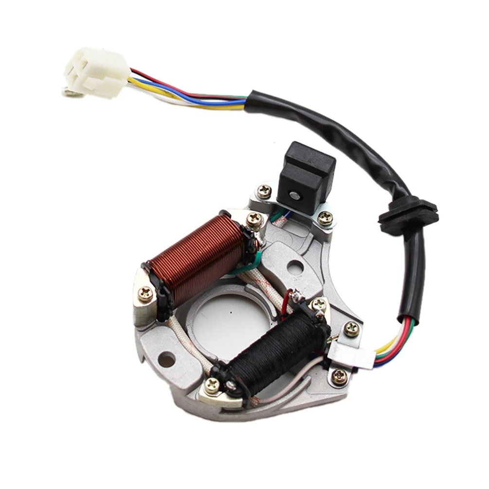 Magneto Stator Plate Rotor ATV Qaud Stator Ignition Magneto Plate 2 Coils 5Wires for Chinese made 50cc70cc90cc100cc110cc125cc