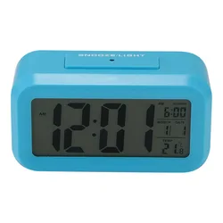 Battery Digital Alarm Clock Large LCD Display Light Sensor Night Light Snooze Table Clock