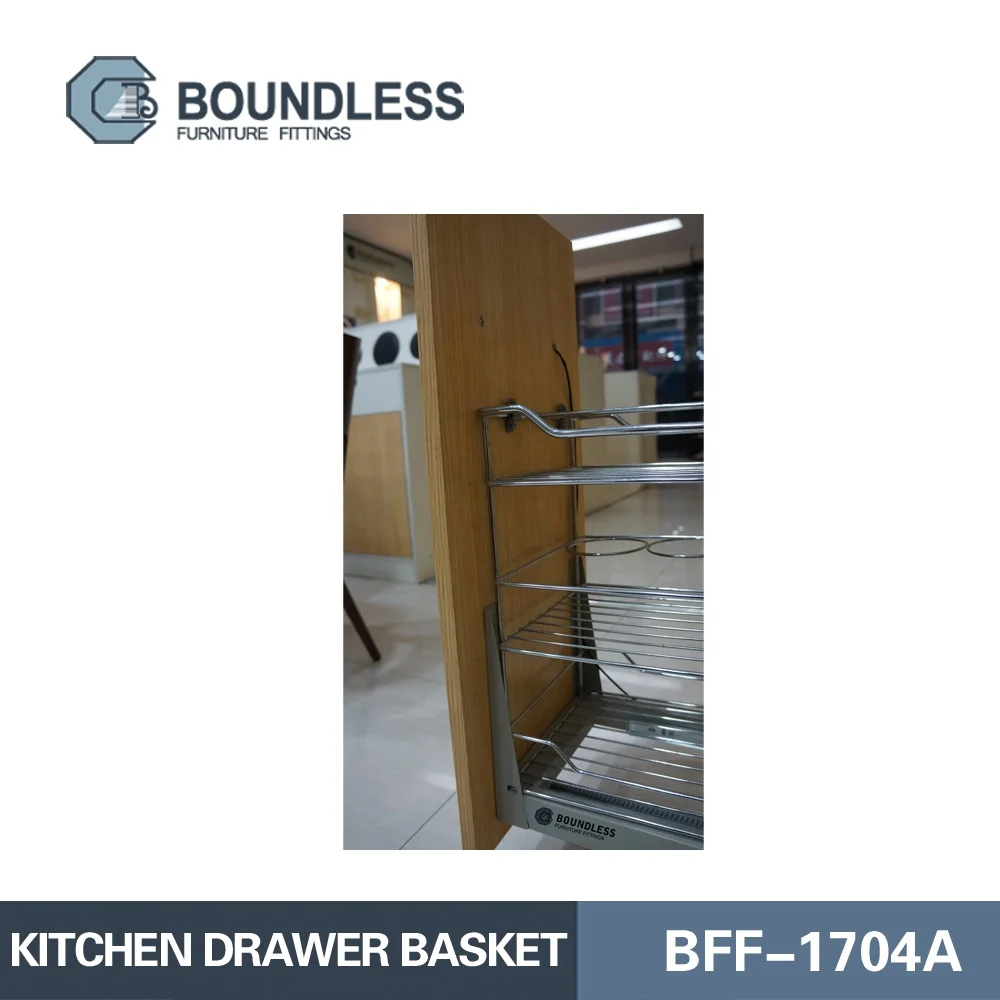 Kitchen Cabinet Metal Pull Out Wire Rack Storage Basket Two Tiers Rack Organizer Cabinet Accessory