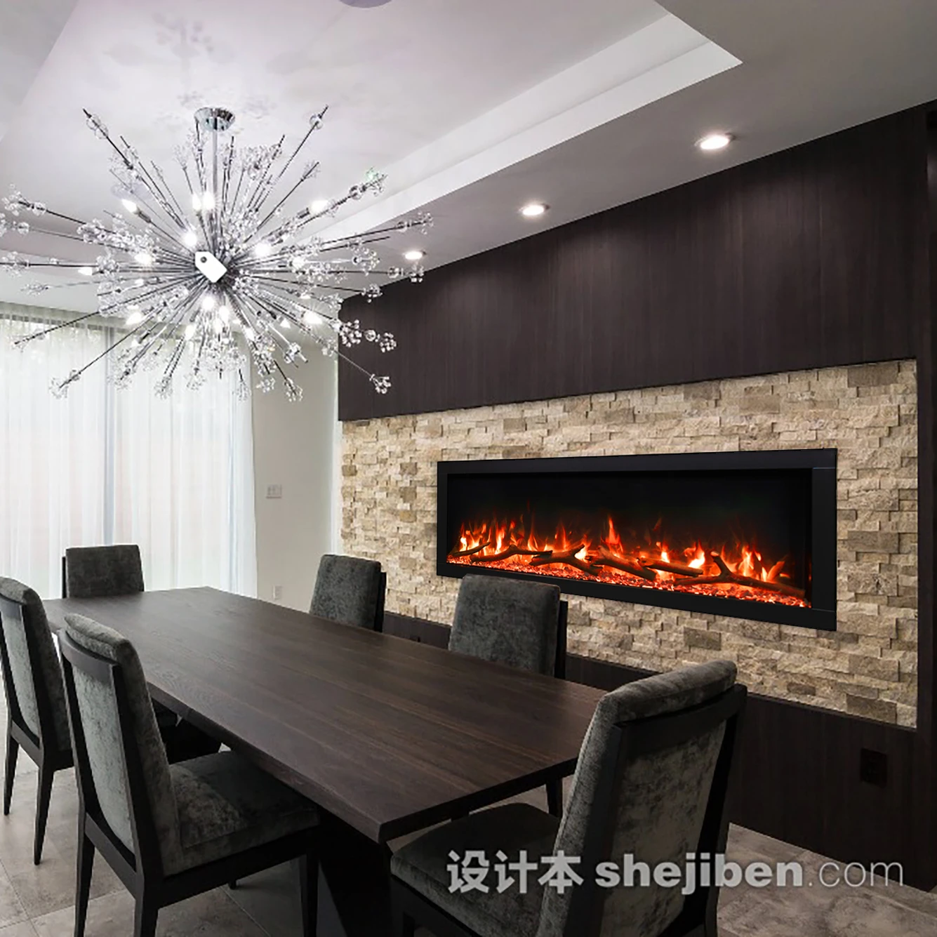 2024 Newest New HD pro flame smart Electric Fireplace with WIFI and blue tooth speakers