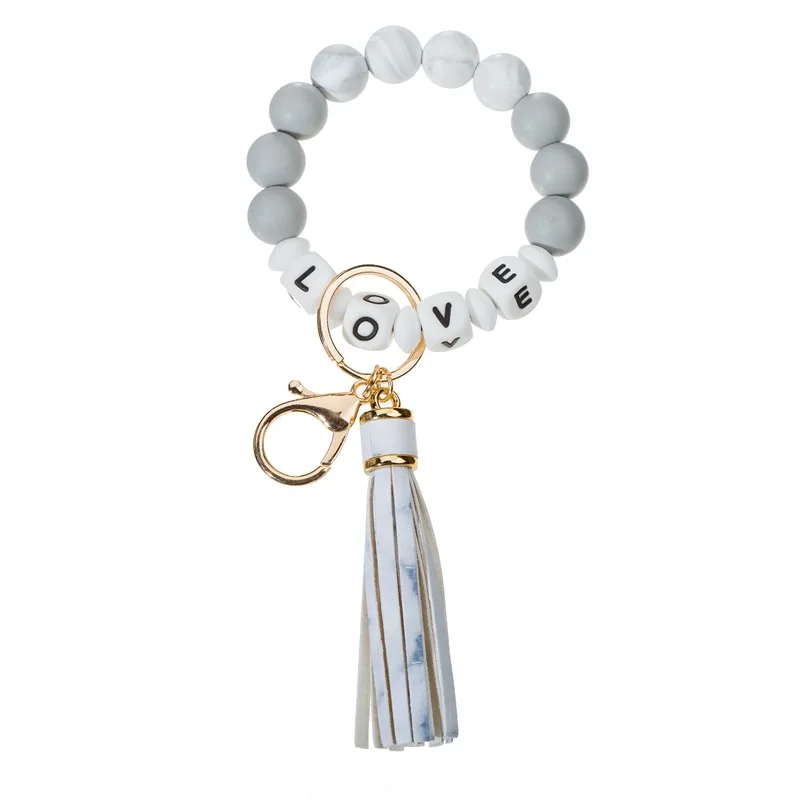 Silicone Beads Silicone LOVE Alphabet Keychain
