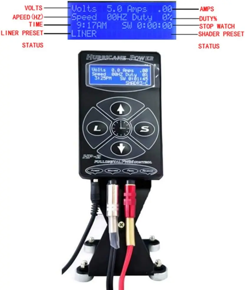 Tattoo Power Kit Professional Tattooing HP-2 Power Kit Intelligent Digital Dual LCD Tattoo Machine Gun Power Supply