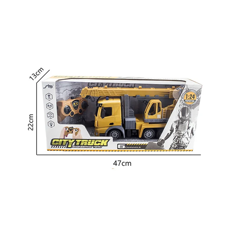 2021 Kids RC Car Toy 2.4G RC 1:24 Remote Control Crane Construction Engineering Truck 6CH RC Crane Truck for Christmas Gift