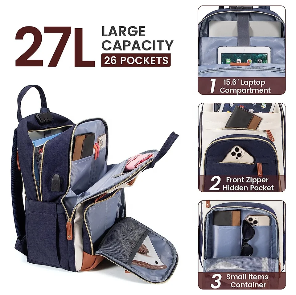 2023 Top Quality Wholesale Custom Travel Office Daily School Girls Boys School Blue Laptop Backpack for Lenovo Dell MacBook