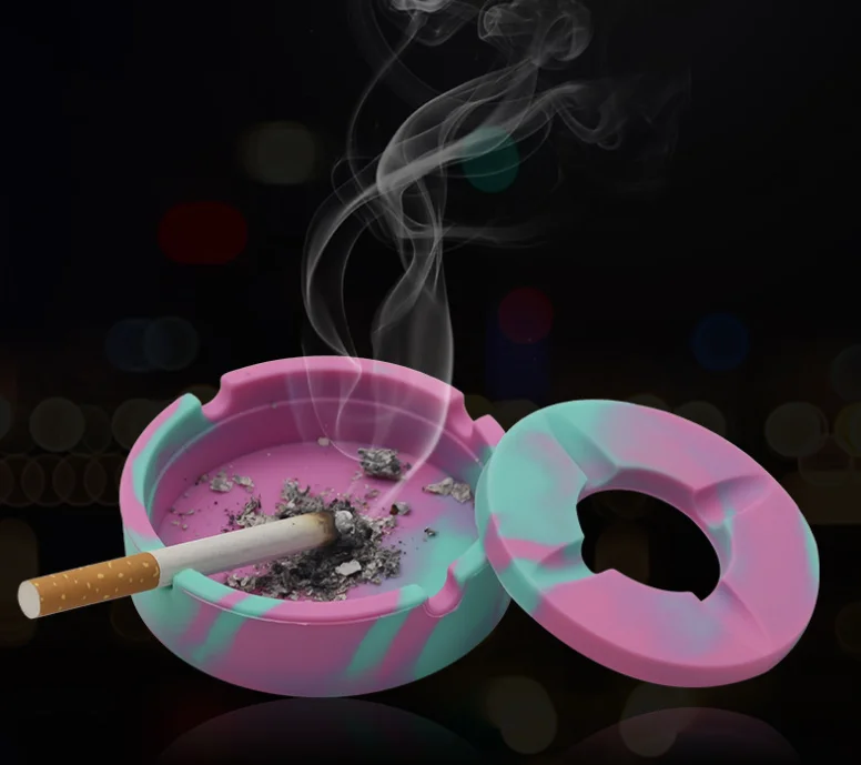 wholesale Small outdoors&Indoor Custom Logo Silicone Ashtray Ash Trays for Outdoor Patio Office Car Home