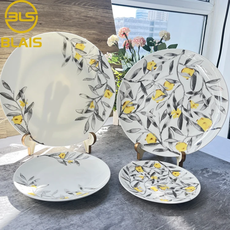 pomegranate tree porcelain ceramic dish & plate dinner set dinnerware , modern fine bone china crockery for wedding party rental