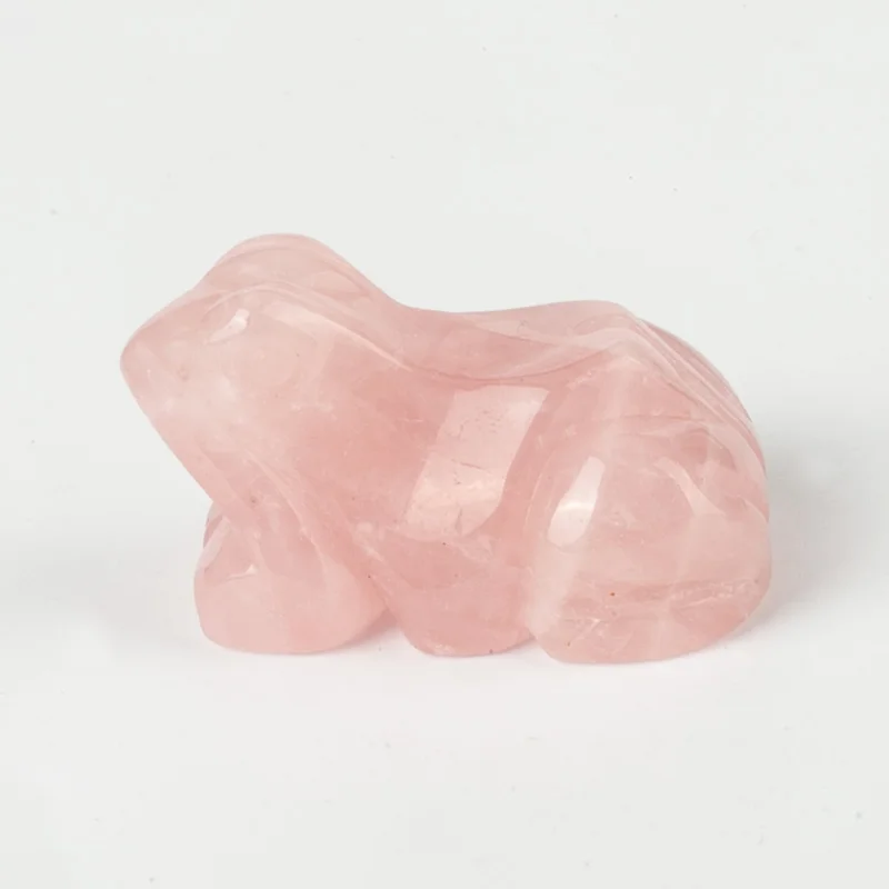 Natural crystal frog healing stone statue, 3.87cm handmade carved pocket animal room decoration gemstone