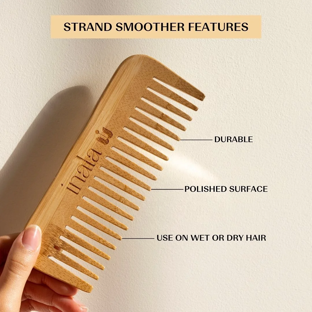 Wholesale Customized Logo Wide Tooth Comb 100% Natural Wood Bamboo Comb Biodegradable with Cotton Bag