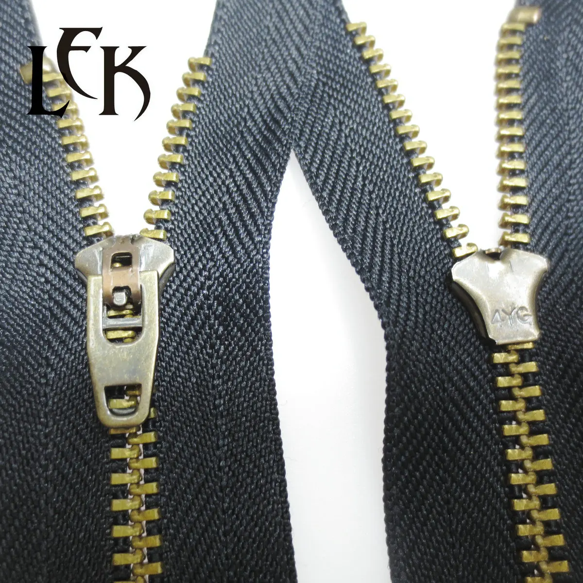 Metal Close End Zipper Roll Yg Slider Y Teeth Antique Brass for Jeans Back Zips Coil 3 4 5 Brass Zipper with Spring Nylon Zipper