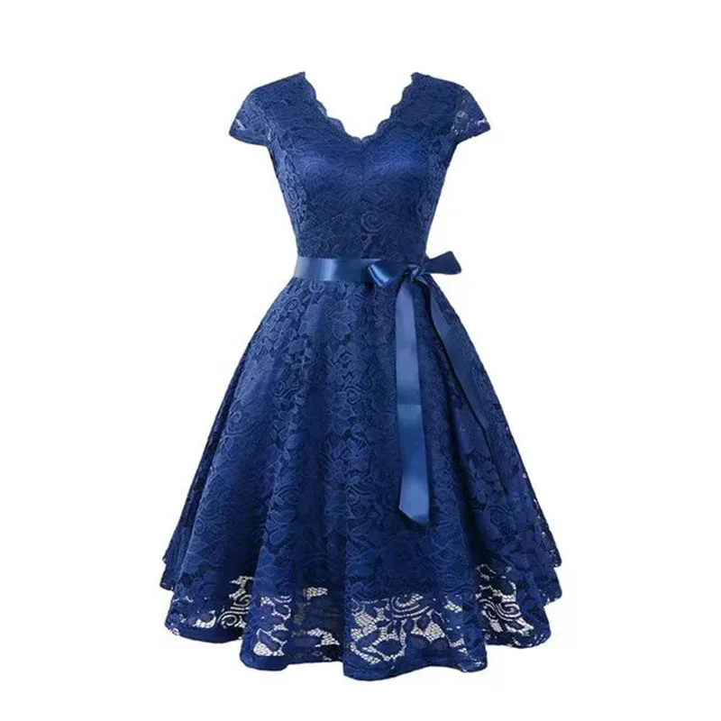 S1890R Summer new banquet sling fashionable and stylish lace-up large swing lace high-quality evening dress