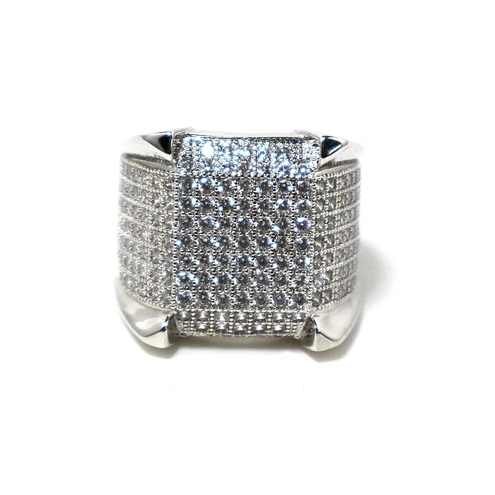 Iced Out Vvs Emerald Cut Diamond Ring 925 Sterling Silver Mens Hiphop Skeleton Moissanite Diamond For Woman Men