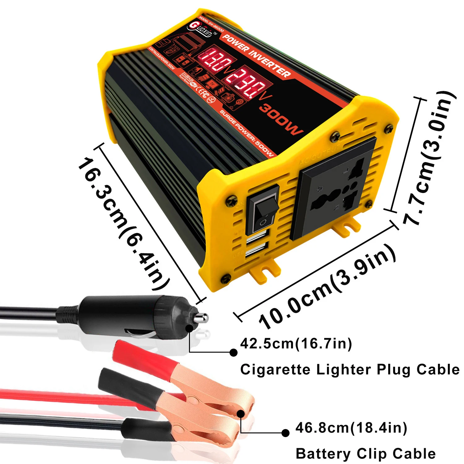 New Type Solar Inverter of 300W 12v Modify  Sine Wave Converter Max USB SGP Power Fan ROHS Protection Output Weight Cooling