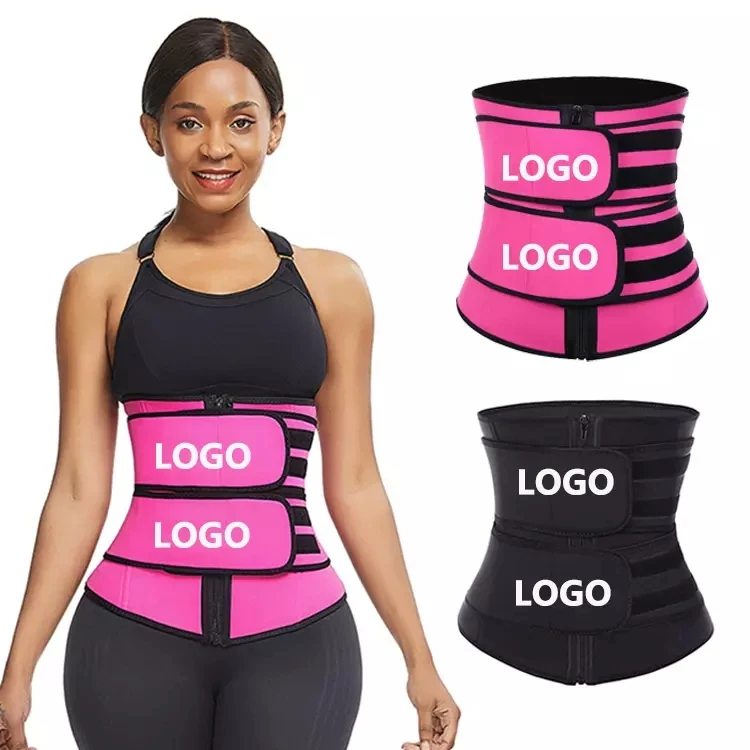 Custom LOGO Shapewear Shapers Trainer Fitness Burning 9 Steel Boned Tummy Control Shaper Double Belt Latex Waist Shaper