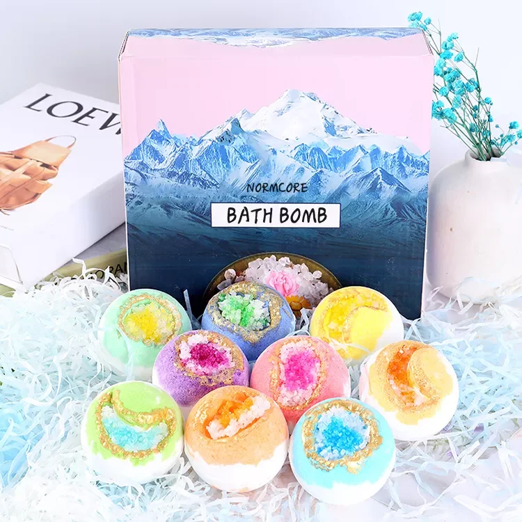 Private Label Mini Luxury Organic Bath Bombs Crystal Bath Bomb Fizzy Powder Kit
