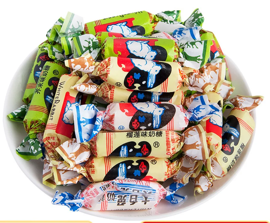 White rabbit plain, yogurt, chocolate milk candy nostalgic ready-to-eat snacks