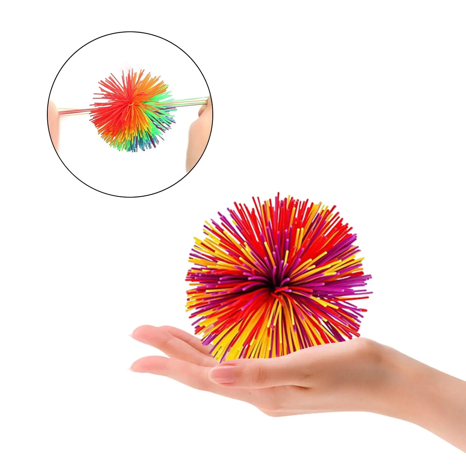 New Sensory Fidget Colourful Soft Rainbow Fluffy Bouncy Ball Anti Stress Silicone Monkey Stringy Balls For Children
