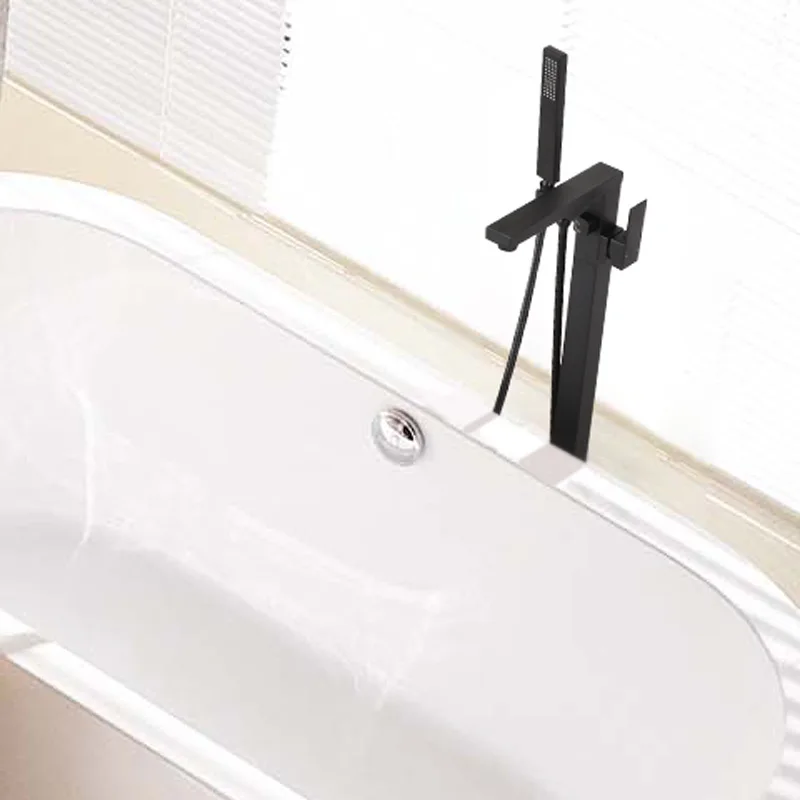 Modern design single handle stainless steel 304 faucet mixed multi-functional bathroom floor shower free standing bathtub faucet