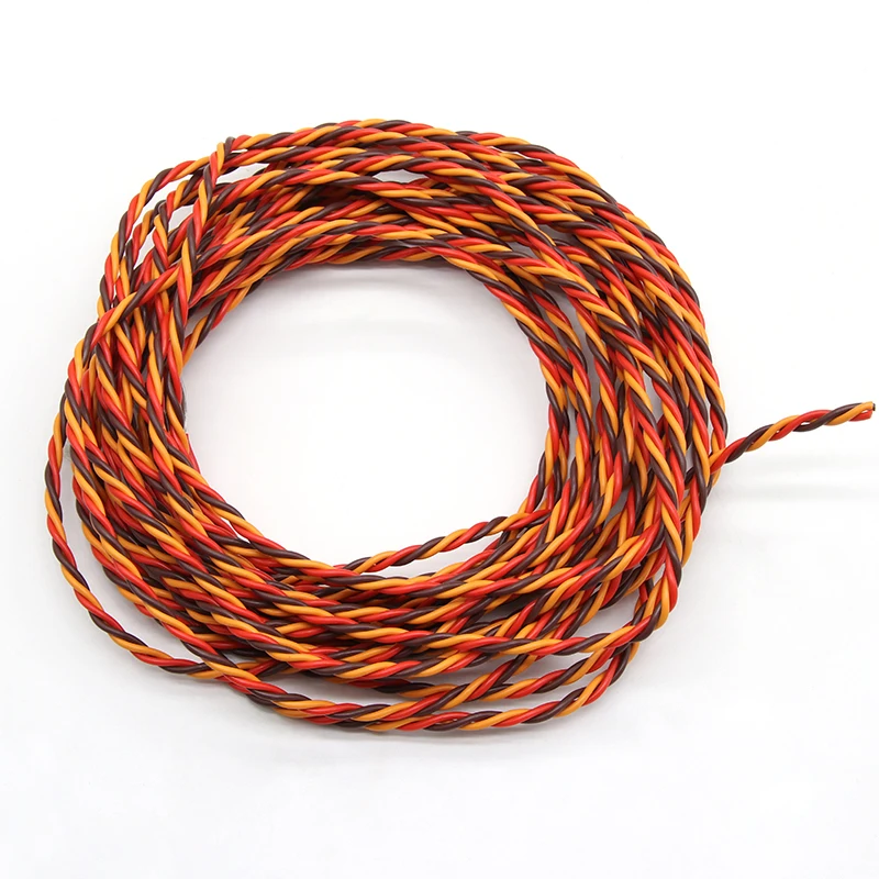 5/10/20M 22AWG 26awg 30/60 Core 3 way Twist Servo Extension Cable JR Futaba Twisted Wire Lead For RC Airplane Accessories