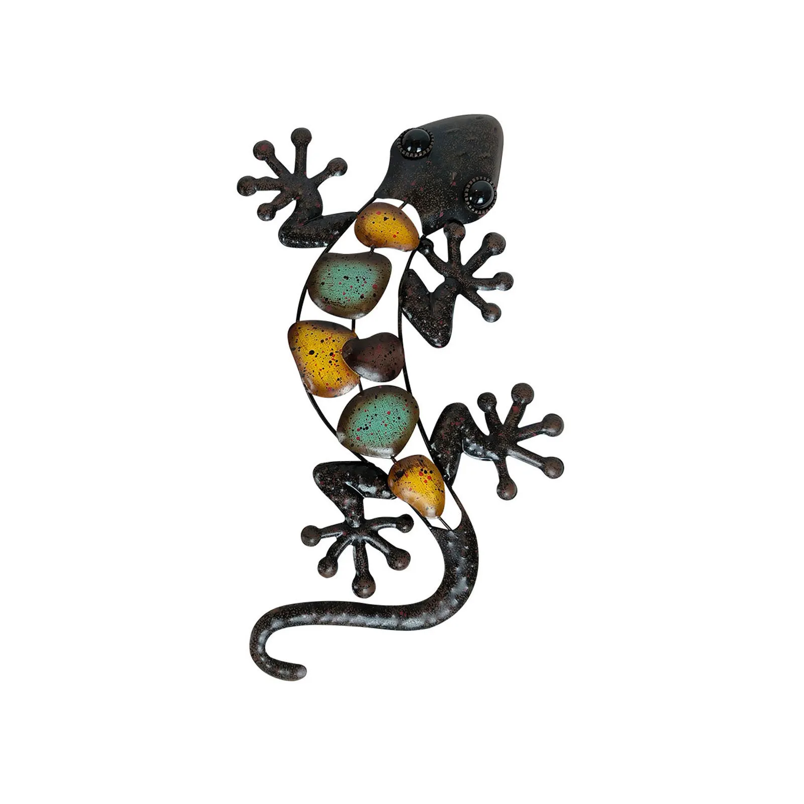 YJL Minimalist Colorful Gecko Lizard Metal Wall Decor Living Room Bedroom Metal Arts Wall Arts Metal Wall Art