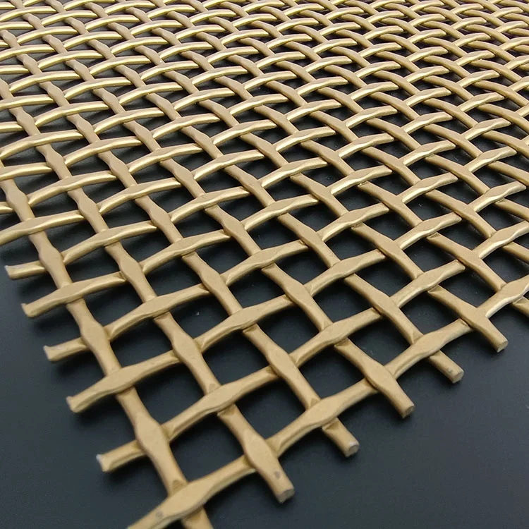 Gold Painted Architectural Railing Metal Mesh Decorative woven wire pattern