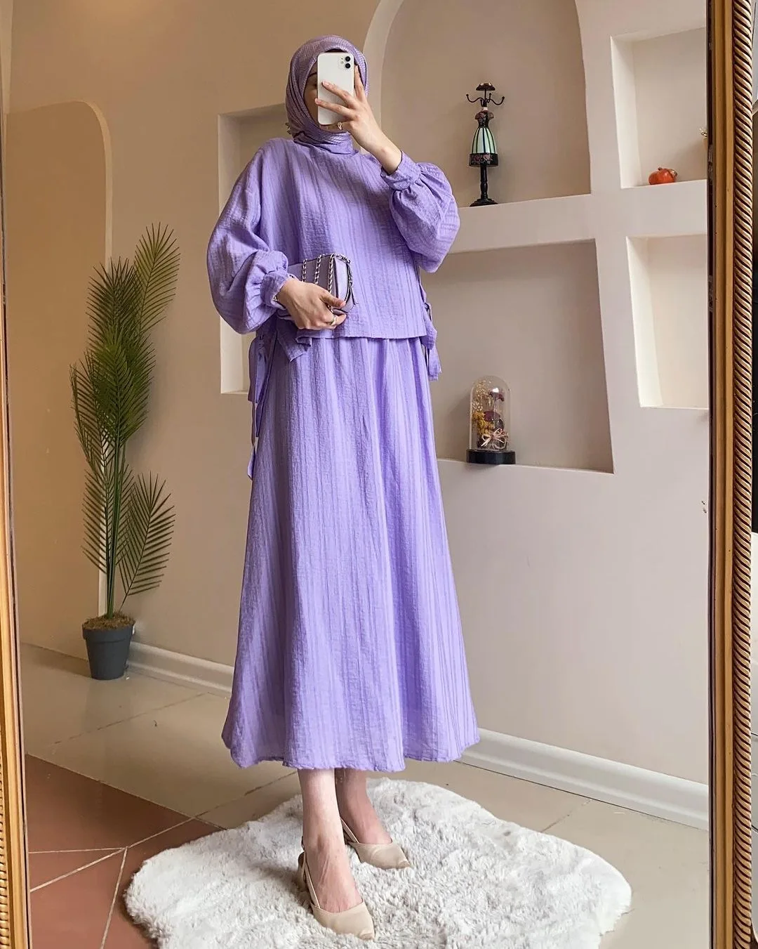 new fashion long sleeved dress women clothing spring two piece sets solid color elegant women muslim dress