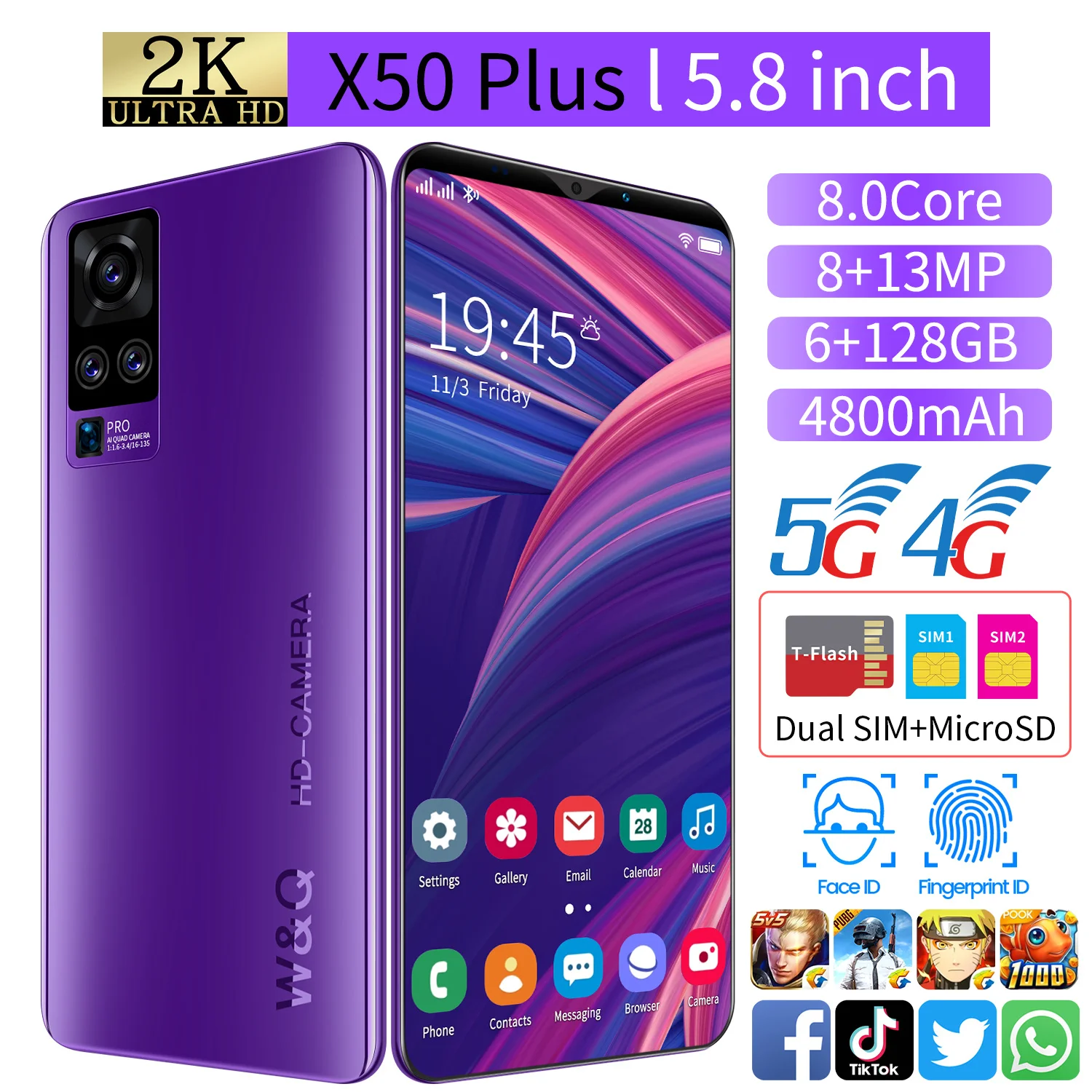  2021 новые оригинальные разблокированные мобильные телефоны X50 Plus сотовый телефон Android 4g gsm