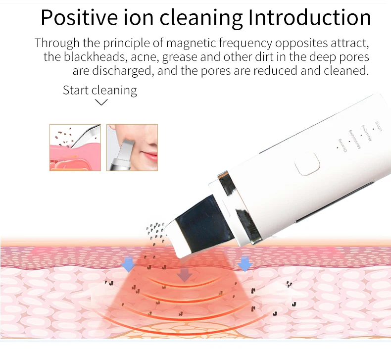 led 650nm Ultrasonic vibration EMS Heating Spatula skincare tools Pore Cleaner Blackhead  Facial Deep Cleansing  device at home