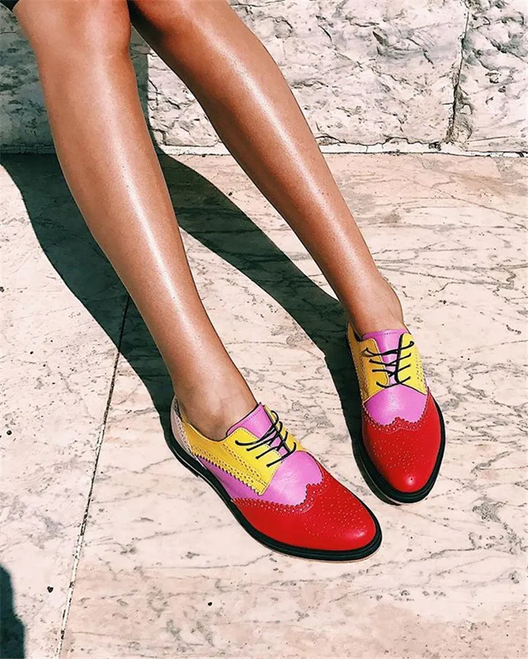 
Hot Sale Spring British Style Woman Platform Oxford Casual Shoes Cut-Outs Flats Plus Size 34-43 