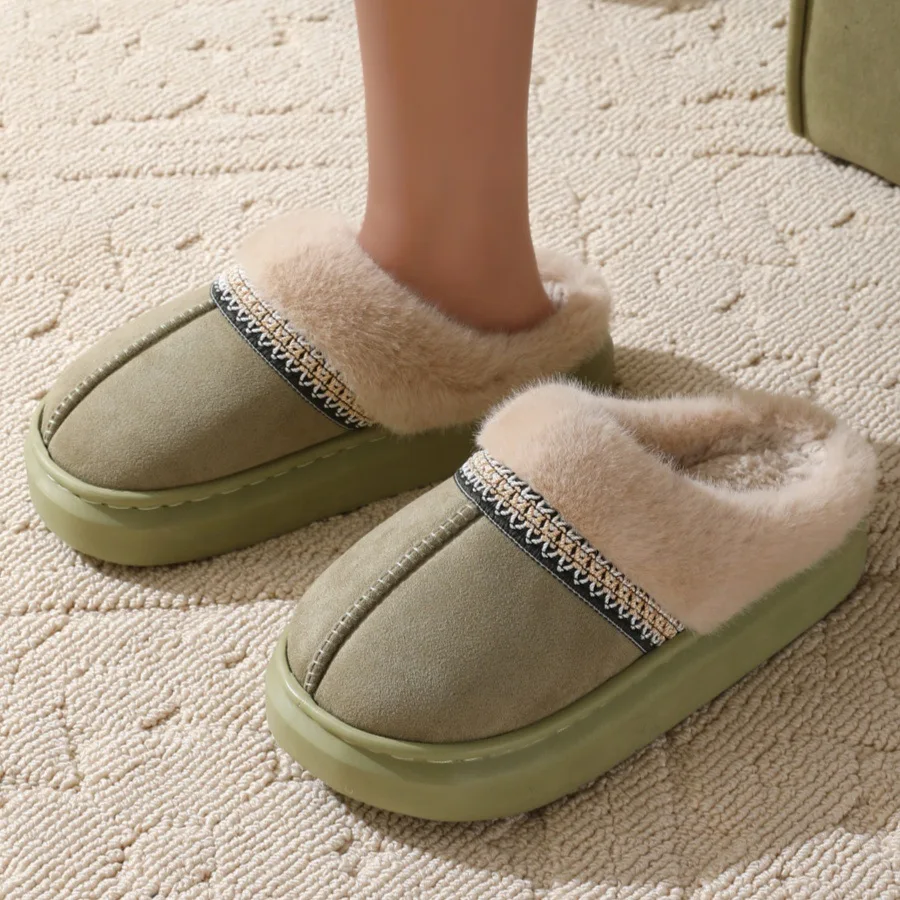 Wholesale Plush Slippers Thick Soled Outdoor Women Slippers for Warmth Thick Soled and Thick Shoes
