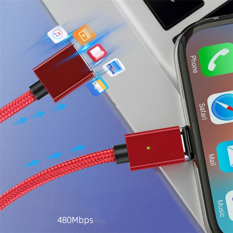 
Nylon Braid 33Ft 3A Flat Magnetic USB Charging Data Cable 3 in 1 Magnet Charger Cable For IOS Type C Micro USB 