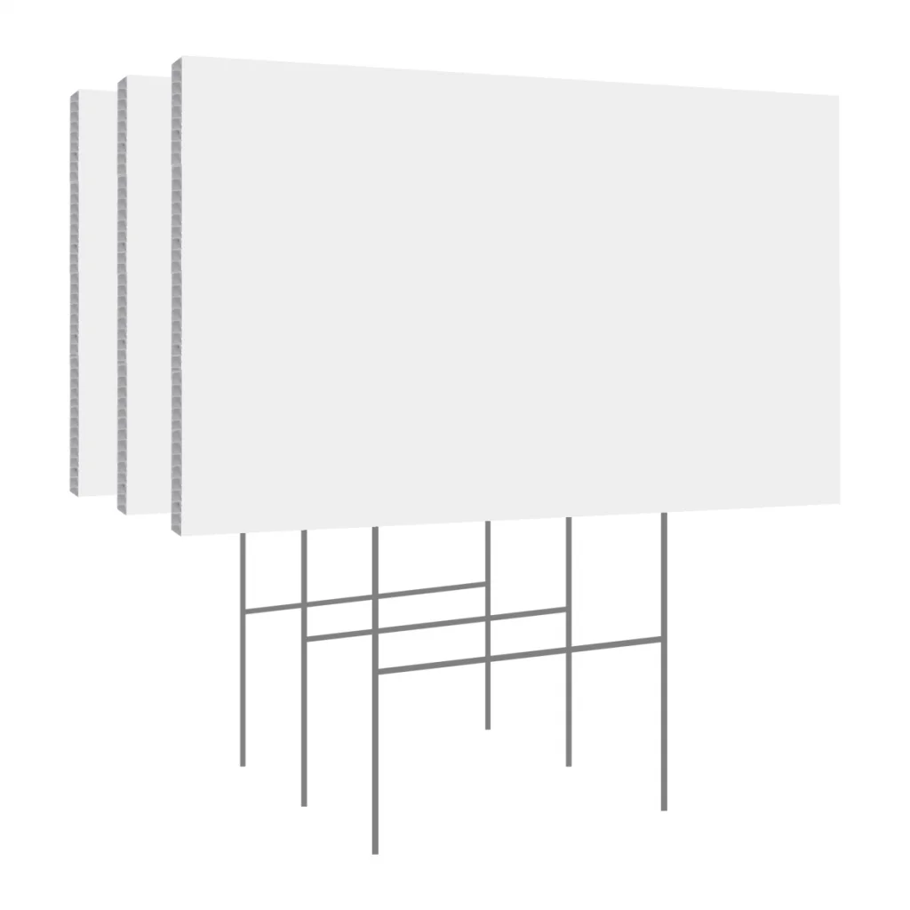 Heavy Duty Outdoor Use Custom Logo Size Double Sided Corrugated Plastic Yard Sign with Stakes