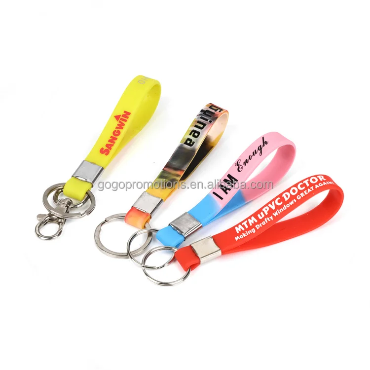 Best seller silicone bracelet key ring, 100% silicone wristband keychain, silicone key chain