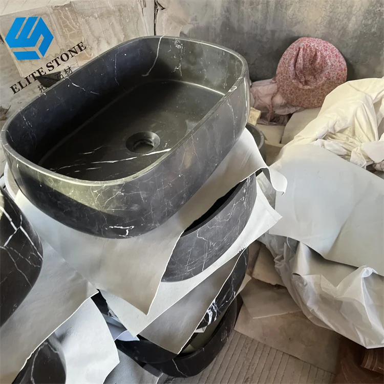 Luxury Stone Hand Washing Sink for Hotel and Home China Black Marble Wall Hung Wall Mounted Bathroom Sinks