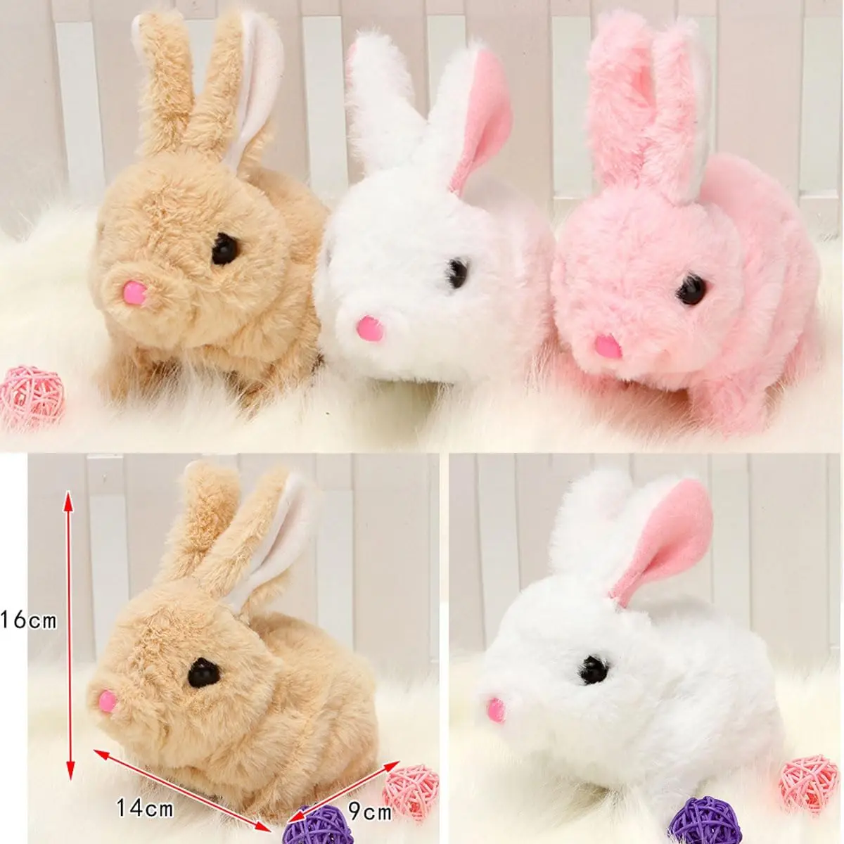 Interactive Bunny Rabbit Plush Toy Twitching Mouth and Nose Interactive Electric Animals Plush Gift For Kids