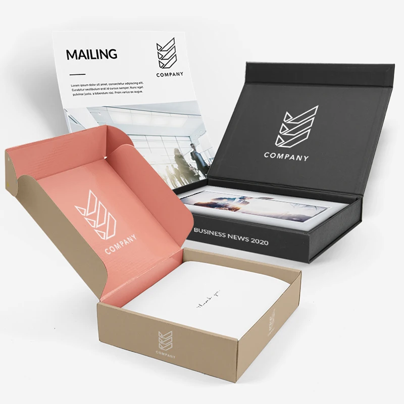 Recycle Corrugated Custom Logo Printed Flat Foldable Clothing Packaging Pink Paper Cardboard Mailer Shipping Box