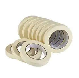 Printed Masking Tape 10 Pack General Purpose Beige White Color 1 inch x 55 Yards x 10 Rolls  for Painting Home, Office