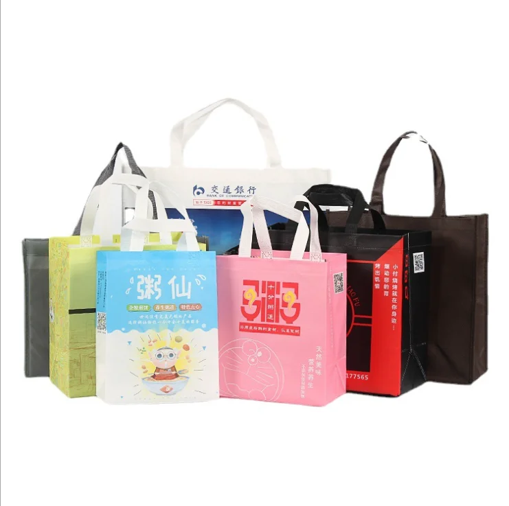 Custom logo pp non woven nonwoven reusable market shopping tote bag with logo
