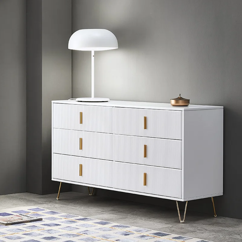 Modern White Bedroom Dresser with  6-Drawer Cabinet  side cabinet for living room
