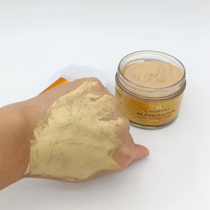 Органические чистка лица маска для ухода за кожей Очищающий анти-токсин анти-старения с покрытыем цвета чистого 24 каратного золота глиняные маски